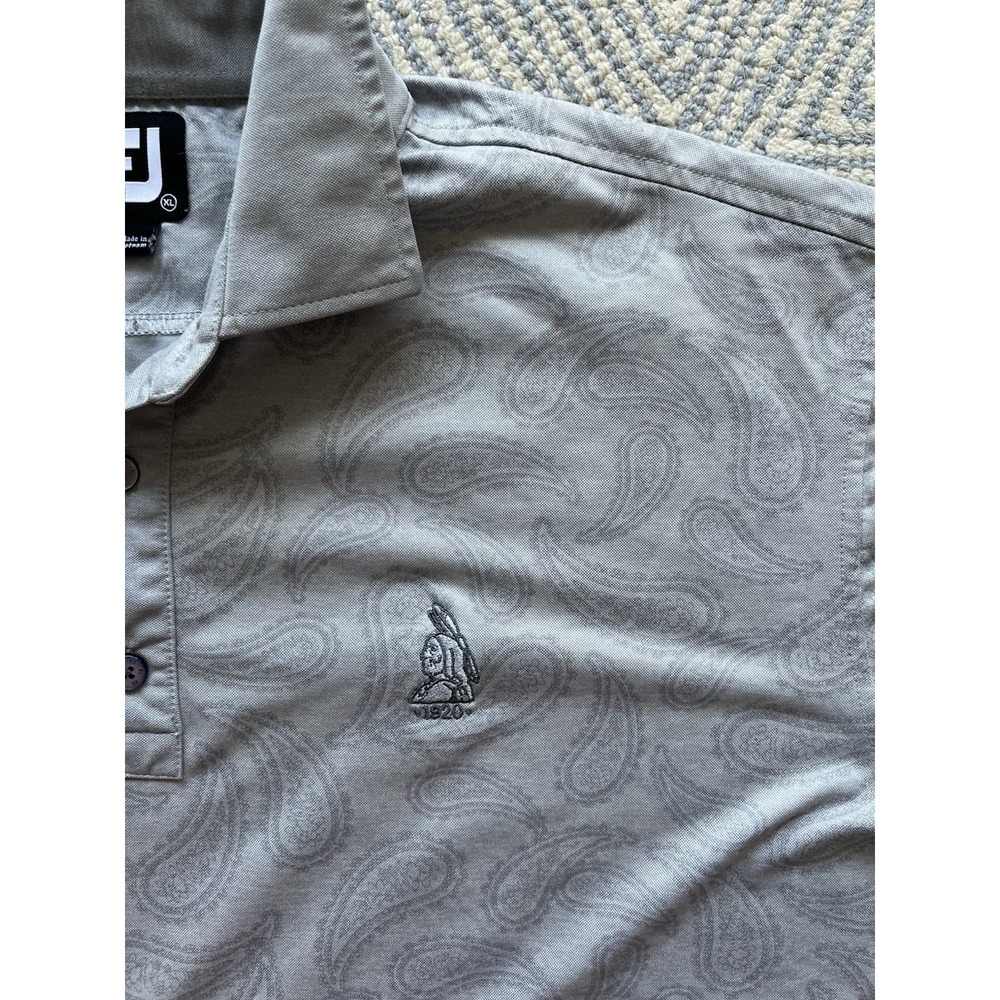 FootJoy‎ 1920 Indian Head Golf Polo Shirt - Gray w/ Paisley - XL - Picture 2 of 5